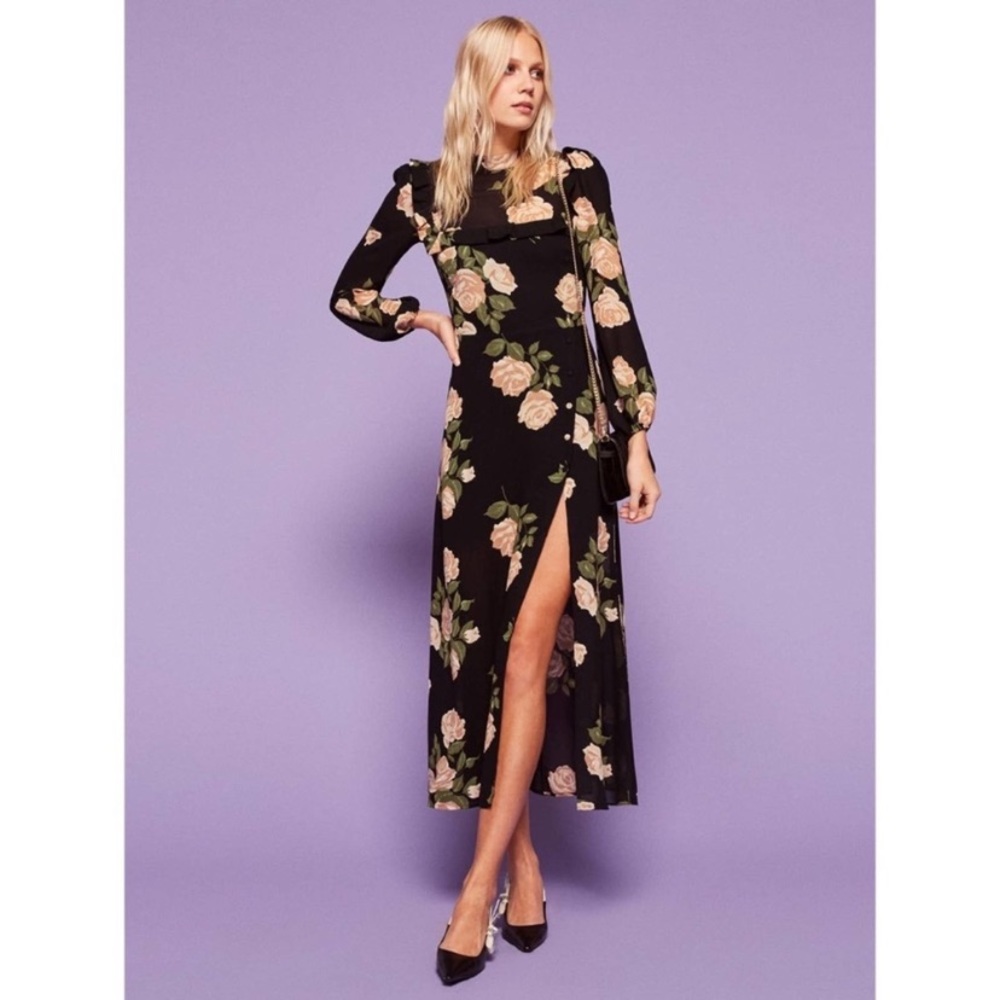 Reformation Black Floral Dress